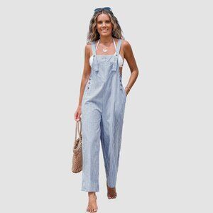 Universal Thread (Vietnam) Women's Railroad Striped Overalls/Metal Accents